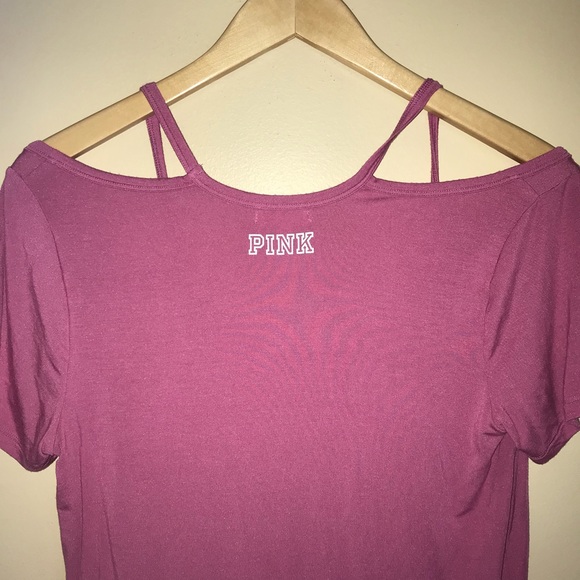 VICTORIA SECRET PINK COLD SHOULDER GRAPHIC SHIRT - Picture 3 of 5